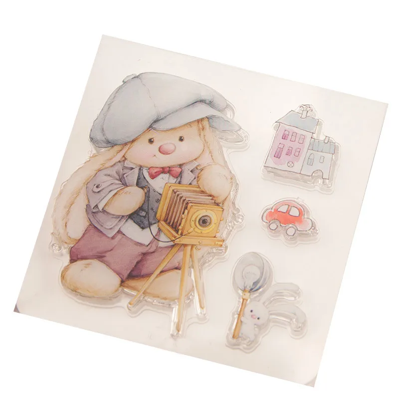 

2019 Cartoon Photo Girl Rabbit Transparent Clear Silicone Stamp for Seal DIY Scrapbooking Photo Album Decorative Clear Stamp