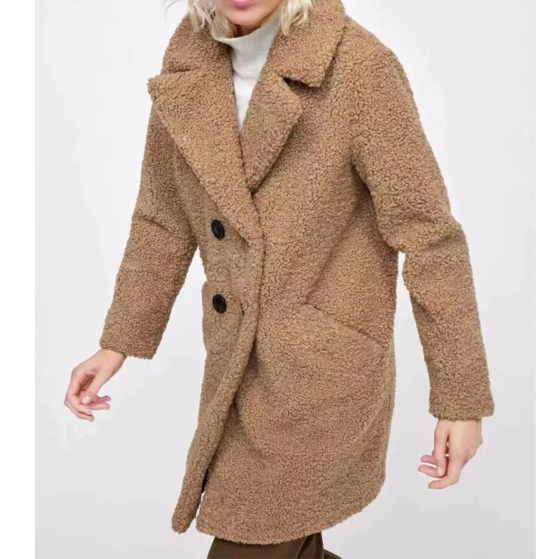 Элегантное женское пальто из искусственного меха уличная осенне-зимняя теплая плюшевая куртка женское манто femme размера плюс вечерние пальто Верхняя одежда