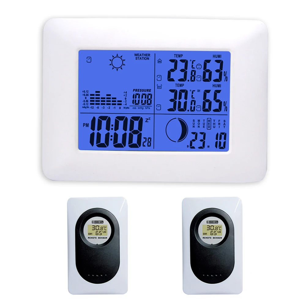 

With Backlight Wireless Weather Station Barometer Thermometer Hygrometer Digital LCD Indoor Outdoor Temperature Humidity Meter