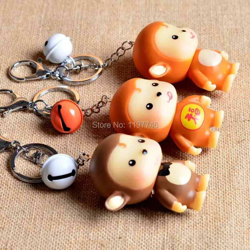 2016 Hot Cute Monkey With Small Bell Keychain 5pcs/lot Environmentally