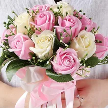 Розовый Новое платье подружки невесты свадебные букет невесты романтический свадебный букет цветов Свадебные аксессуары для невест