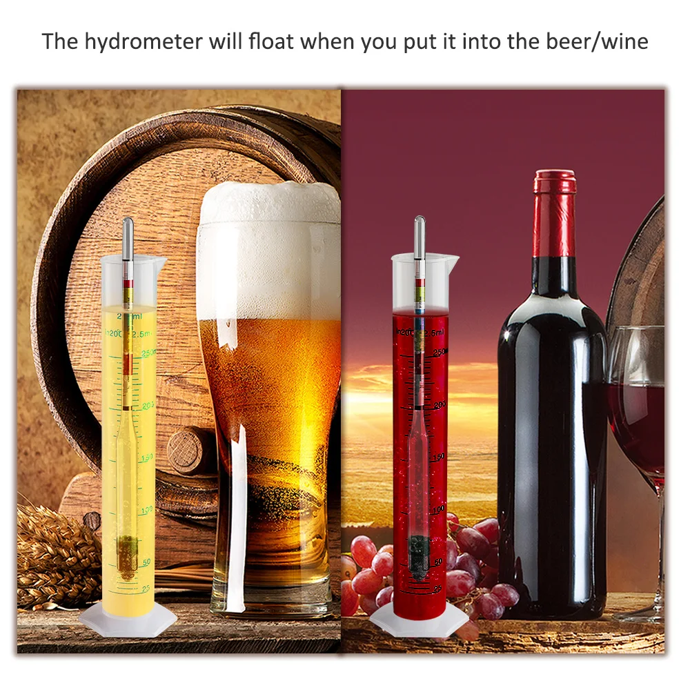Description Picture 4 of item3 Scale Hydrometer Making Triple Scale hydrometer  &250ML Graduated Cylinder Testing for beer and wine,home brewing