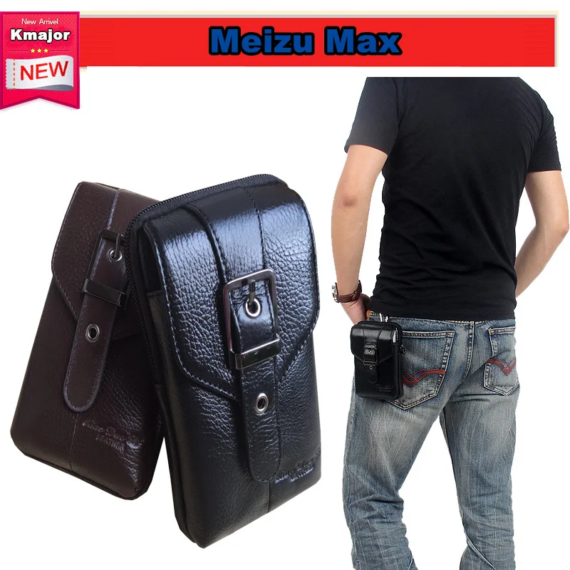 Aliexpress Hot High Qulity Genuine Leather Belt Clip Pouch Waist Purse Case Cover for Meizu Max Meilan Max M3 Max 6.0