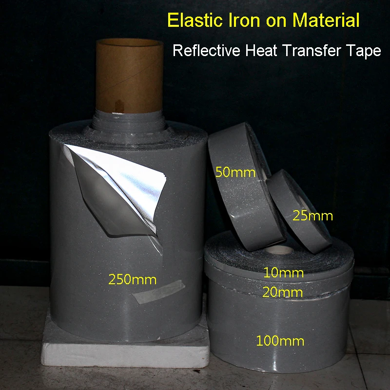 Высокая видимость эластичный материал безопасно Серебряная Светоотражающая DIY лента Железная на ткани одежда теплопередача виниловая пленка 5 метров