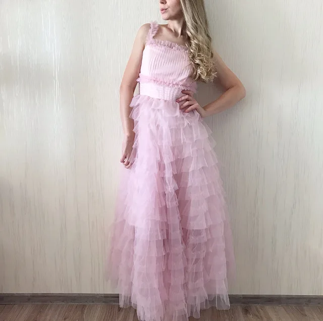 Роскошное женское розовое платье сексуально милая итальянская лапша с мячом юбка сетка торт платье пол длина платье