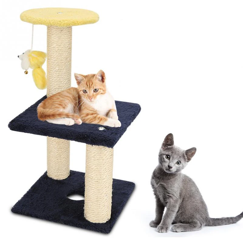 

3 Layer Cat Climbing Tree Scratching Post Board and Hanging Toy Home Pet Activity Center Interactive Corrugated Cat Toy