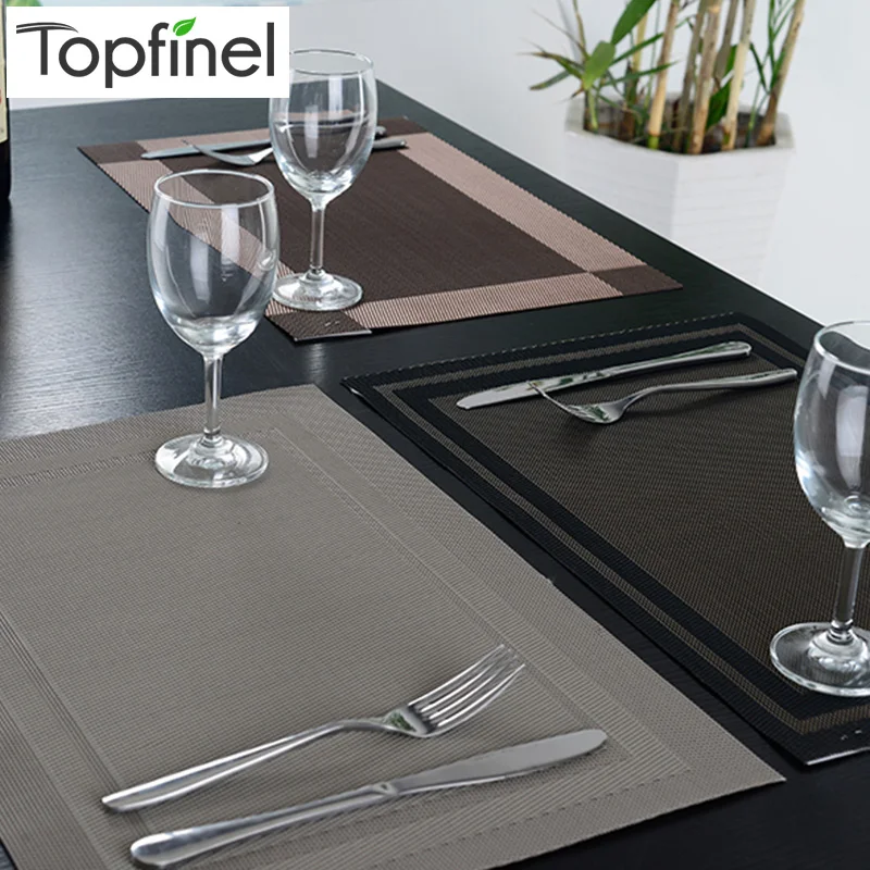 Top Finel 2016 8pcs/lot PVC Plaid Vinyl Placemats for Dining Table
