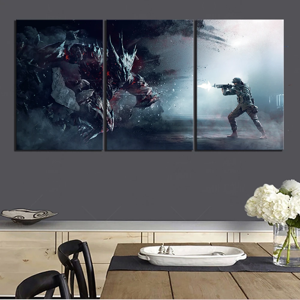 

Canvas Painting Prints Home Decoration 3 Panel Shooting Game Tom Clancy'S Rainbow Six Siege Wall Artwork Modular Pictures Poster