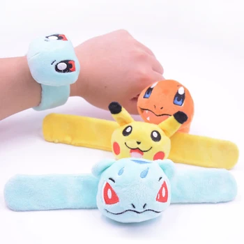 

Stuffed Pikachu Children Pluch Wrist Band Memory Metal Clap Ring Kid Skin-friendly Plush Toy Gift Pokeball Pikachu Wartortle