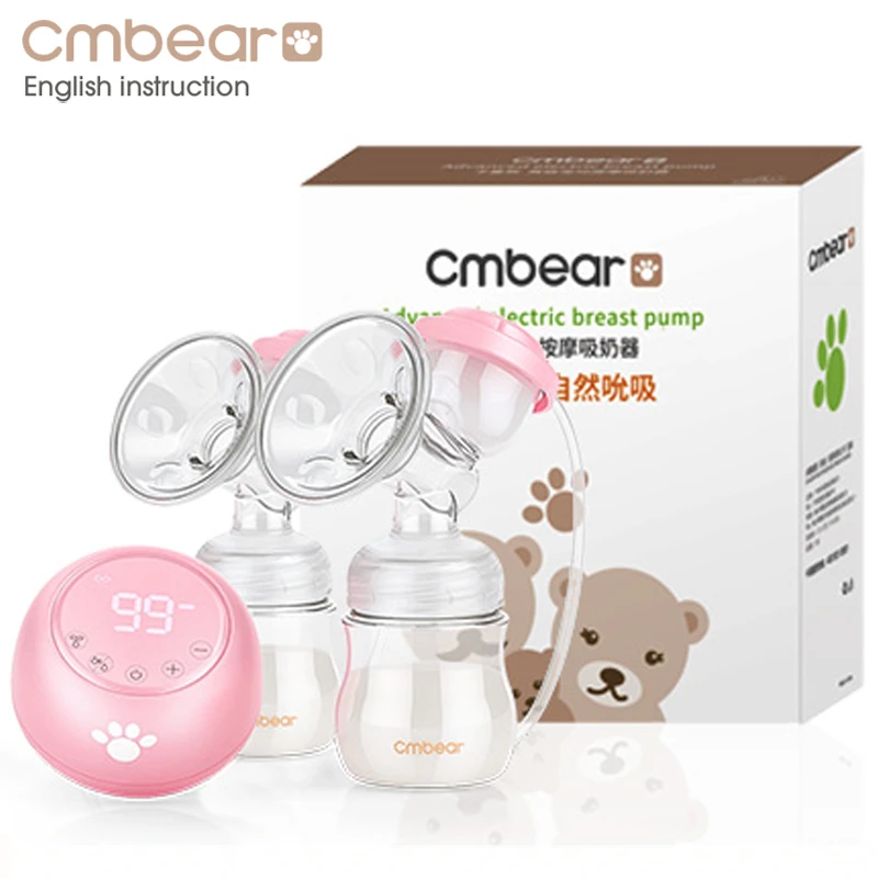 the best breast pumps Cmbear Double Electric Breast Pump Powerful Suction Newborn Baby Breast Feeding infantil USB breast pumps with two bottles Electric breast pumps comfortable