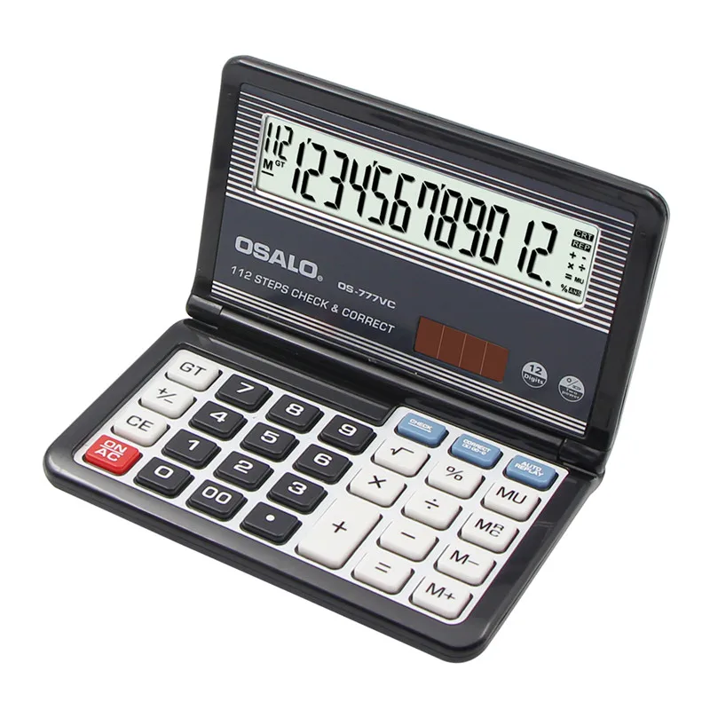 

Flip folding calculator solar dual power 12 digits screen portable carry Financial Business Office Calculator