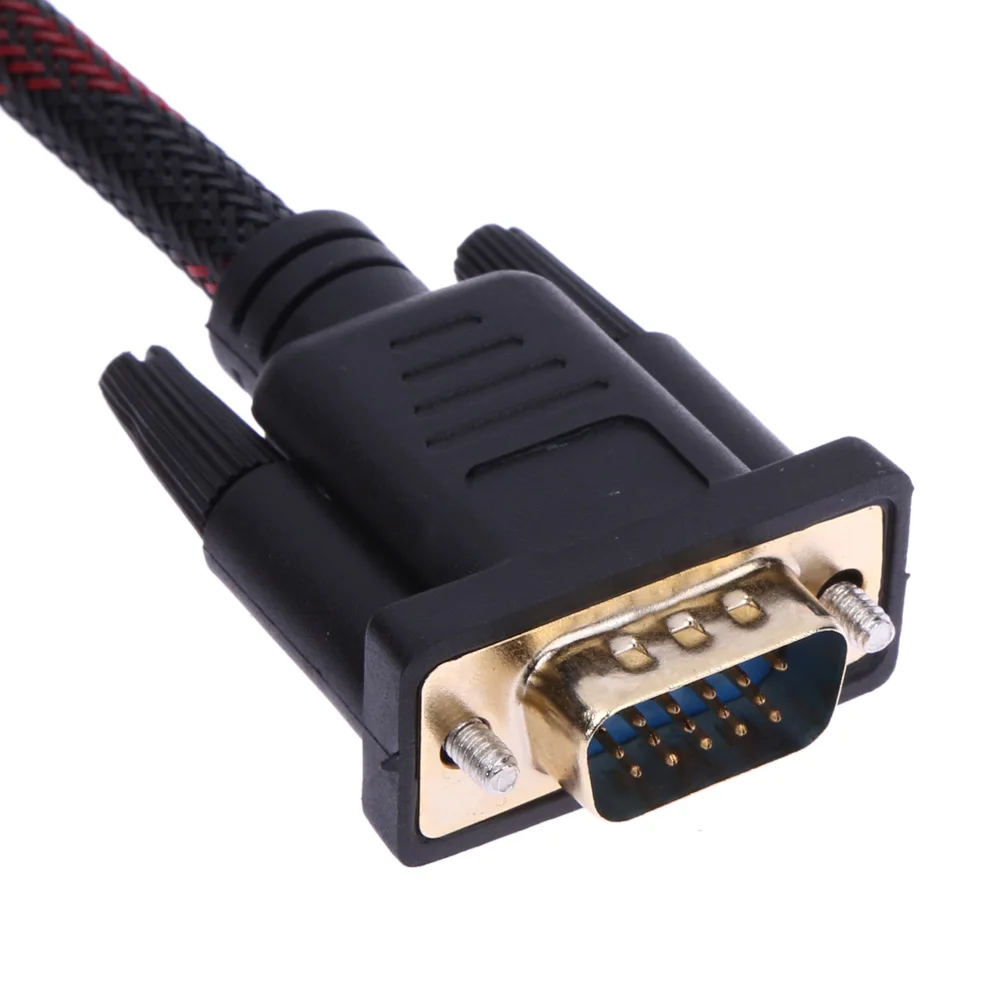 1,5 м HDMI папа-папа 15 Pin VGA кабель HDMI в VGA разъем адаптер конвертер нейлоновый плетеный кабель для компьютера HDTV