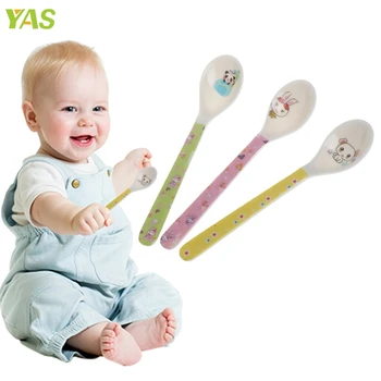 

2018 New 2pcs Cartoon Baby Kids Feeding Spoon High Quality Melamine Baby Spoon Flatware APR13