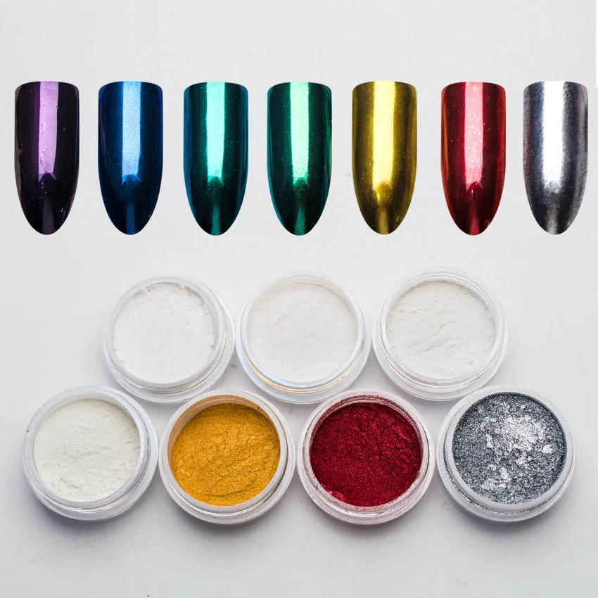 

7 Colors Mirror Pigment For Nails Glitters Powder Chroom Pigment Glitter Shine Chrome For Nails Powder 4SSF0003