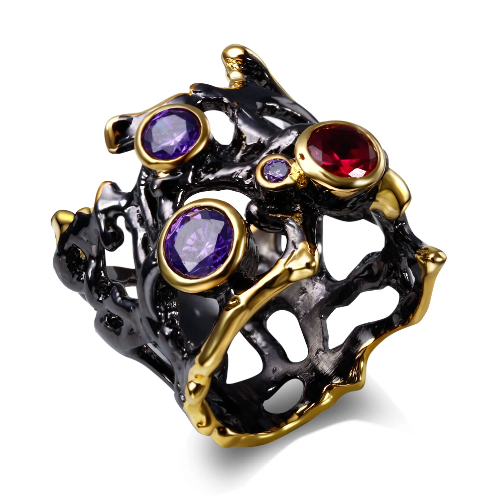 New Arrival CZ Rings For Lady Made with AAA Cubic Zirconia Black Gold Color Lead Free Party ring Free Allergy