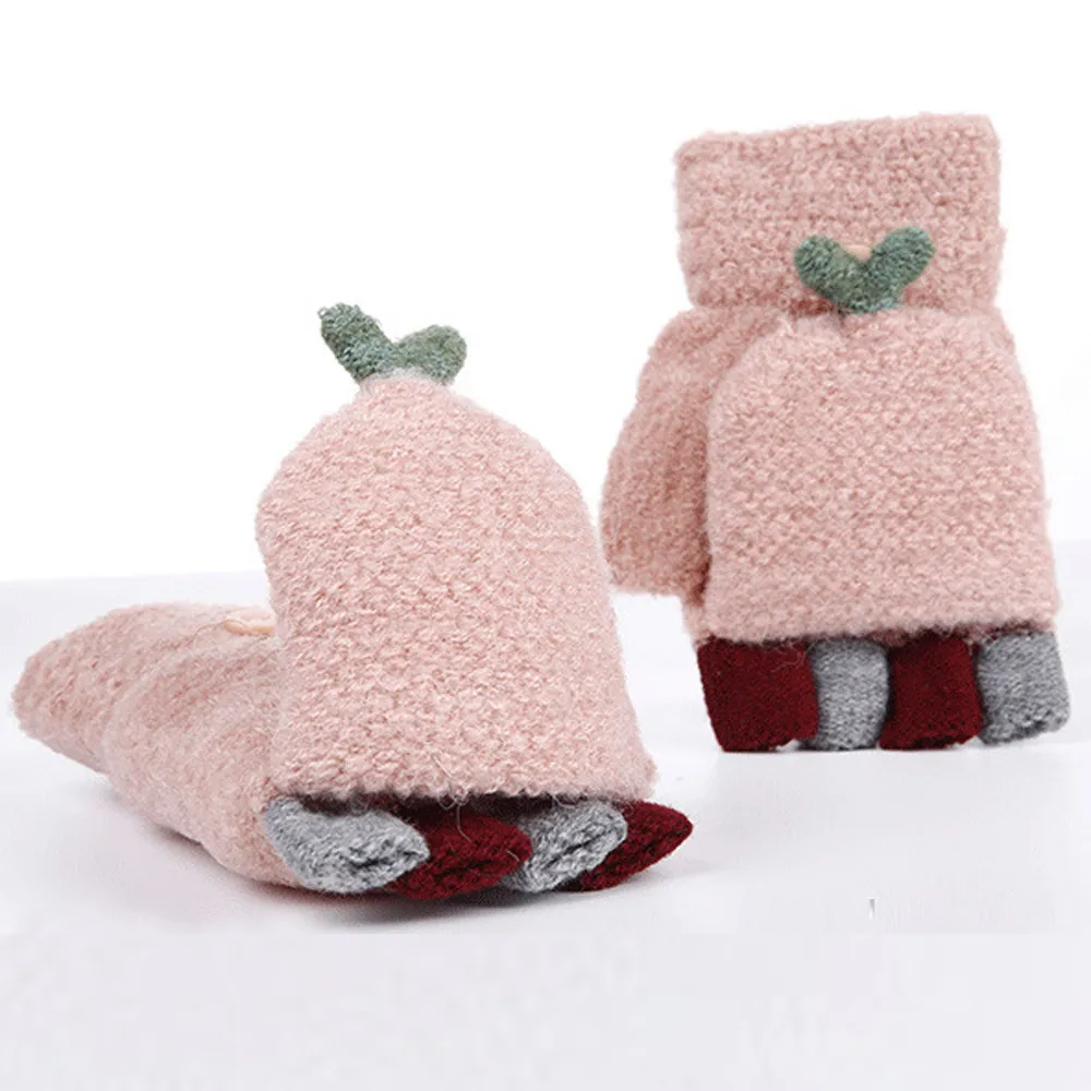 Beautiful Cute Gloves For Women Girls Half Finger Warm Knitted Ladies