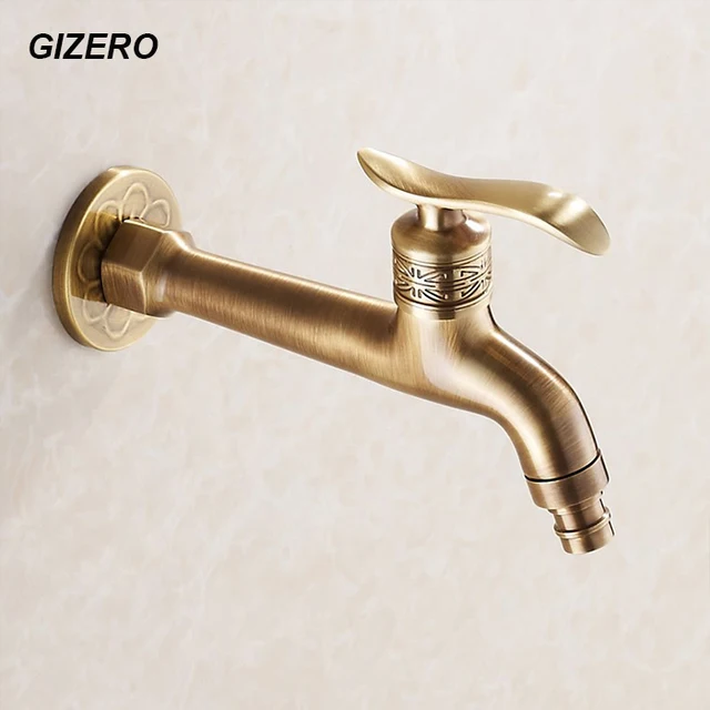 Laundry Faucet Single Cold Antique Brass Wall Mount Washing Machine