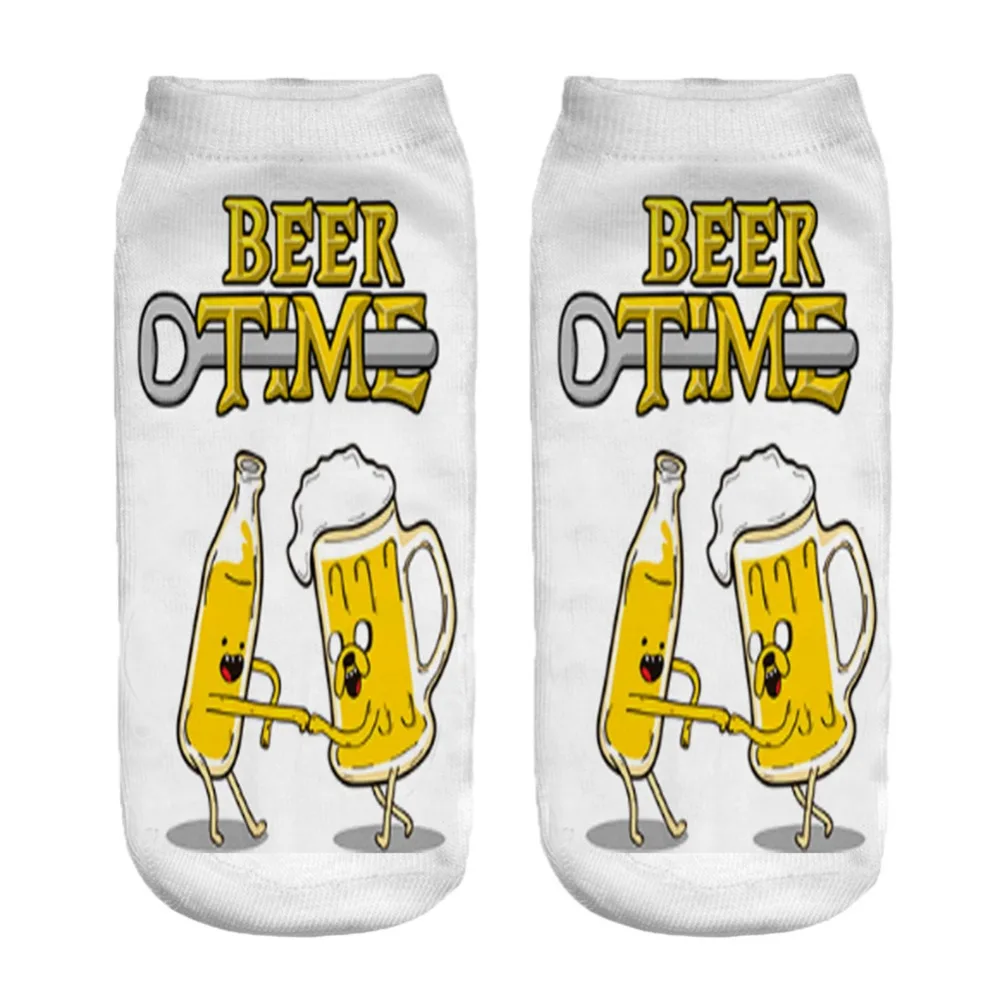 

Beer Time Print Design Funny 3D Socks Casual Style Print Type Design for Girl Ladys Cartoon Socks Unisex Low Cut Ankle Socks