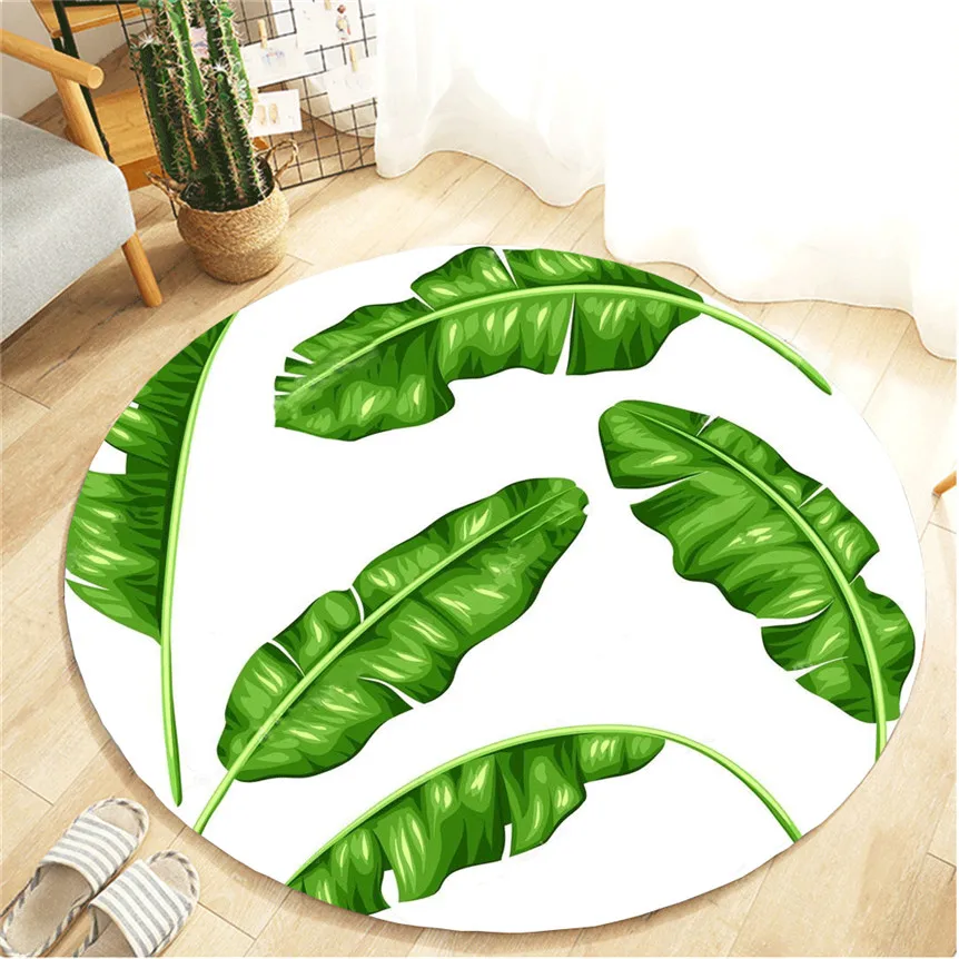 Натуральные зеленые растения Печать Круглый Пол коврики для гостиной площадь ковер детская игровая палатка пол коврик гардеробный ковер 0506