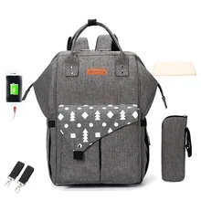 Fashion Diaper Bag Multi-pocket Mummy Maternity Nappy Bag With USB Large Capacity Printed Stroller Travel Backpack Baby Care Bag