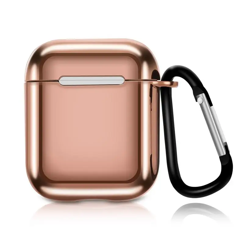 Силиконовый защитный чехол для Apple Airpods, наушники, ТПУ, цветной чехол для хранения наушников, держатель, сумка, розовое золото, черный - Цвет: Rose Gold