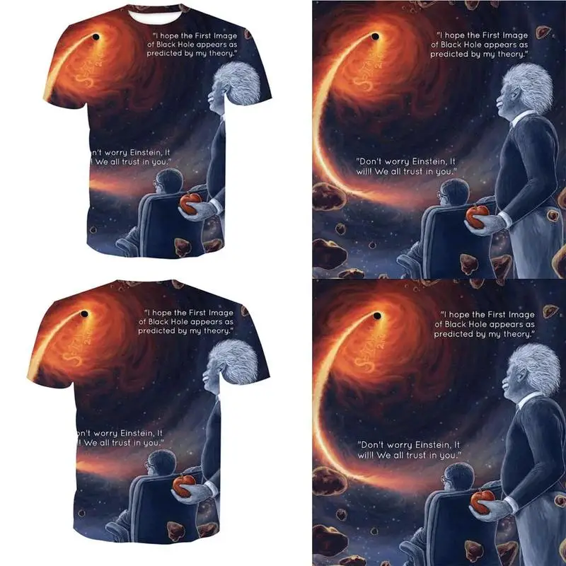 

3d Men T Shirt Black Hole Print Einstein Intelligence Theory Come Ture Cotton Breathable Streetwear T-shirt Camisetas Hombre