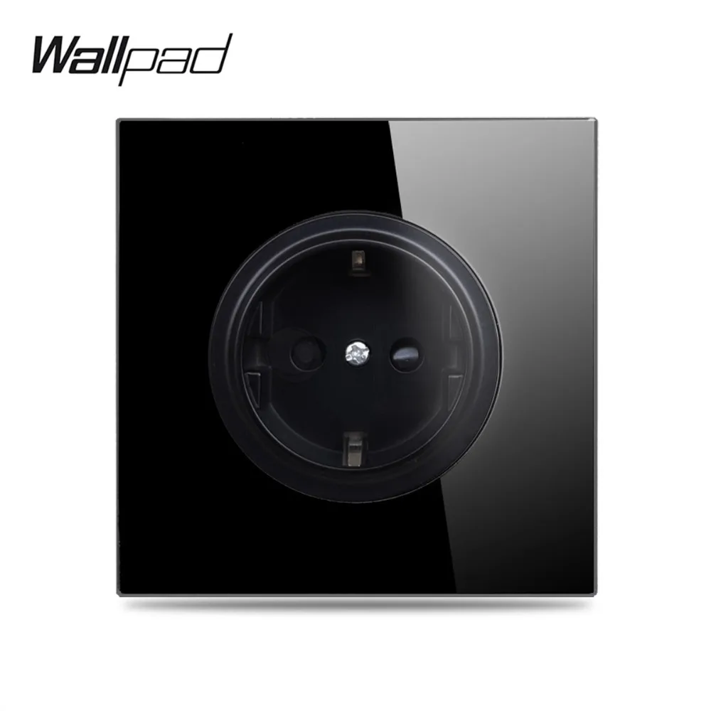 Wallpad L6 черная панель из закаленного стекла EU розетка электрическая немецкая 16А