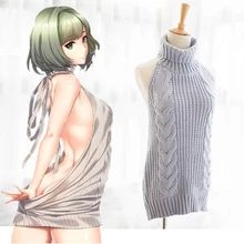 Envío gratis Anime Sexy Niñas Moe Virginidad Asesino (Virgen de Matar) Backless Sweater Cosplay