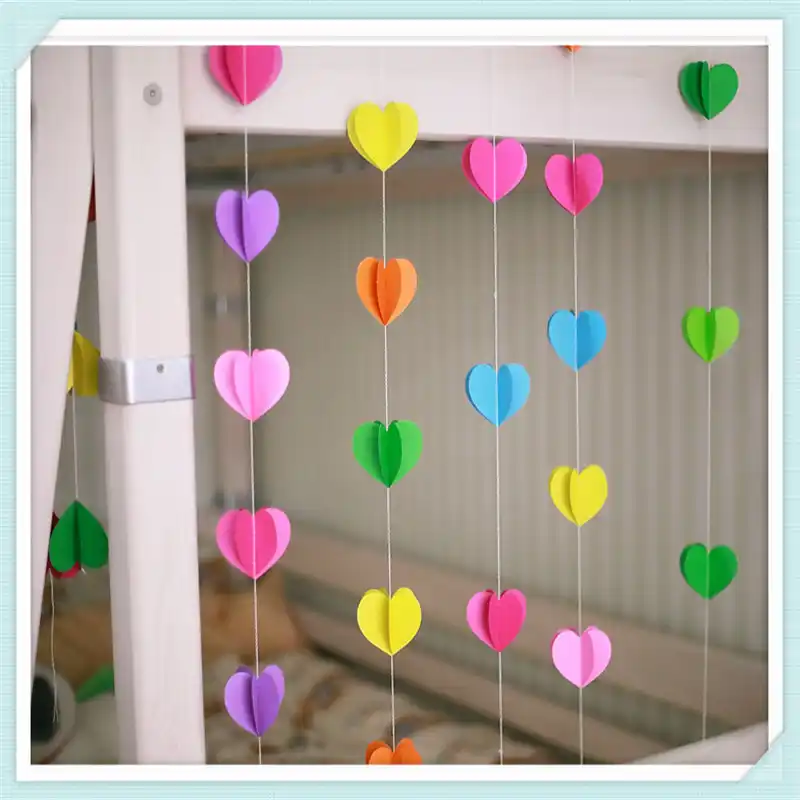 Free Shipping 5 Pcs X 3m Colored Wedding Christmas 3d Heart Shape Hanging Garlands String Circle Banner Background Decor Js 44 Free Classroom Decorations Free Animated Christmas Decorationsfree Decorative Borders Aliexpress