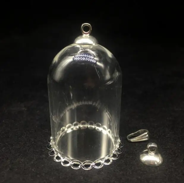 3 комплекта 25*38 мм колокольчик форма трубки прозрачная стеклянная бутылка с пузырьками& лоток& Верхний соединитель для DIY ювелирных изделий Ожерелье Аксессуары Поиск - Окраска металла: silver double lace