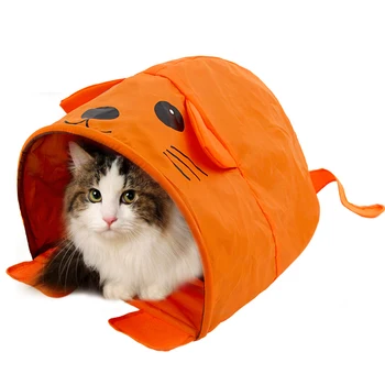 

Cartoon Cat Bed with Sound Pet Bed For Small and Medium Size Animals For Travel Very Cute Collapsible Cat Tunnel Easy Storage