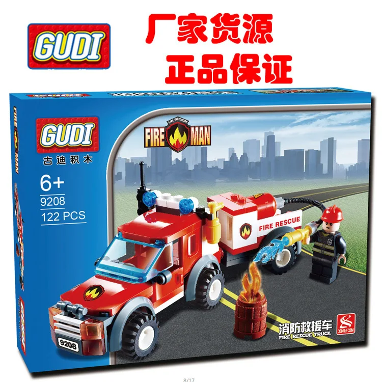 9208 122pcs Fire Rescue Constructor Model Kit Blocks Compatible LEGO Bricks Toys for Boys Girls Children Modeling
