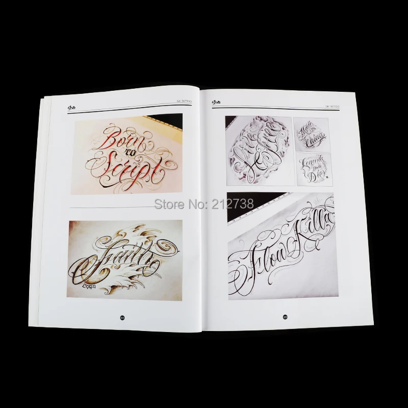 A4 Chicano Calligraphy Font Lettering Tattoo Book Writing Design Pattern Template Design Tattoo Flash Book(78-Pages