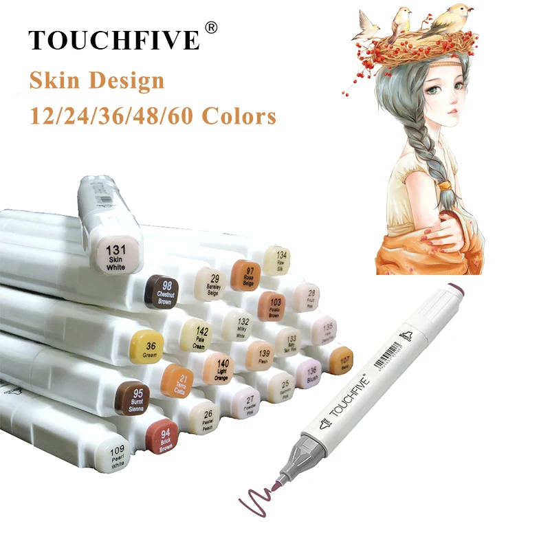

TOUCHFIVE Profession Skin Design Markers Set Alcohol Based Sketch Markers Dual Head For Manga Drawing Pens Art Supplies Markers