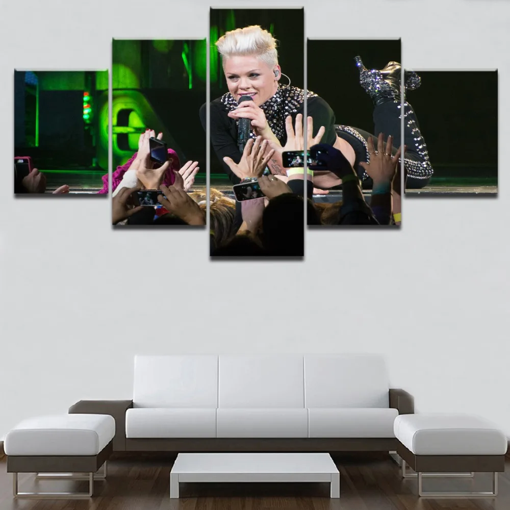

5 Pieces Top-Rated HD Printing Pink in Concert Painting Type Poster Modular For Home Decorative For Bedroom Living Room Framed