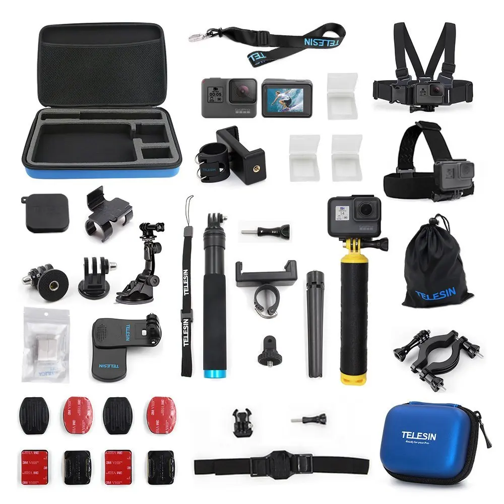 TELESIN аксессуары чехол 20 в 1 стартовый комплект для GoPro Hero 6/5 Hero 7 черный комплект для экшн-камеры комплект для спортивной камеры чехол для штатива Moun