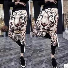 Мужская одежда личность GD стилист моды леопардовая расцветка костюм тигра шаровары Штаны Танцы Брюки Большие размеры костюмы