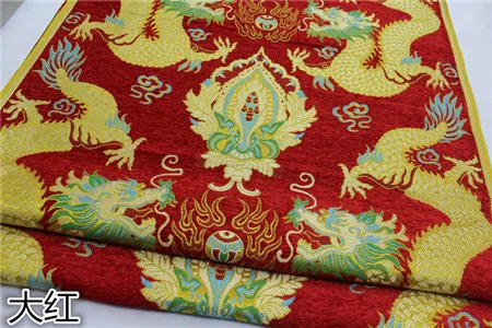 C582 1 ярд черный/красный/синий дракон жаккардовая Китайская традиционная шелковая парча ткань Cheongsam Скатерть украшения стен одежды - Цвет: red