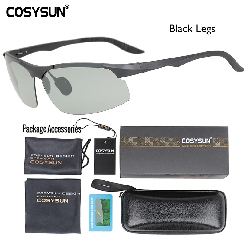 COSYSUN поляризационные фотохромные солнцезащитные очки, мужские очки-хамелеоны, мужские солнцезащитные очки, очки для вождения, oculos lentes de sol hombre PCS003 - Цвет линз: BlackLeg Luxury PKG