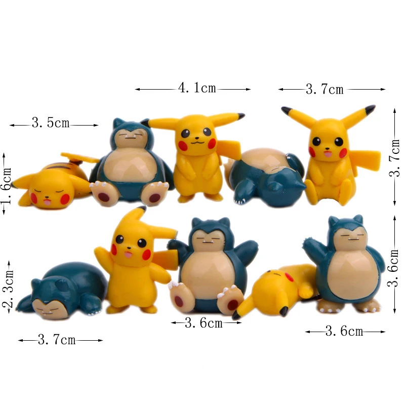 

10 PCS/Set Tsum Tsum Mini Pikachu and Snorlax PVC tsum tsum fashion Dolls Collection Model Toy For Kids Gift