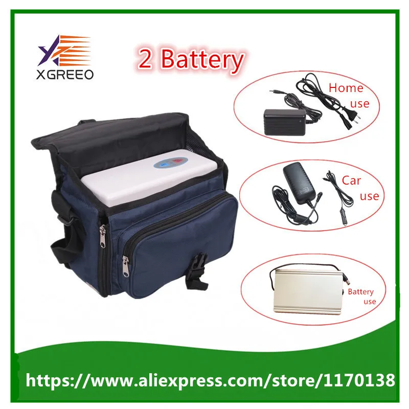 

XGREEO XTY-BC Battery Operated Mini Portable Oxygen Concentrator Generator with 2 Batteries Car adaptor and Carry Bag