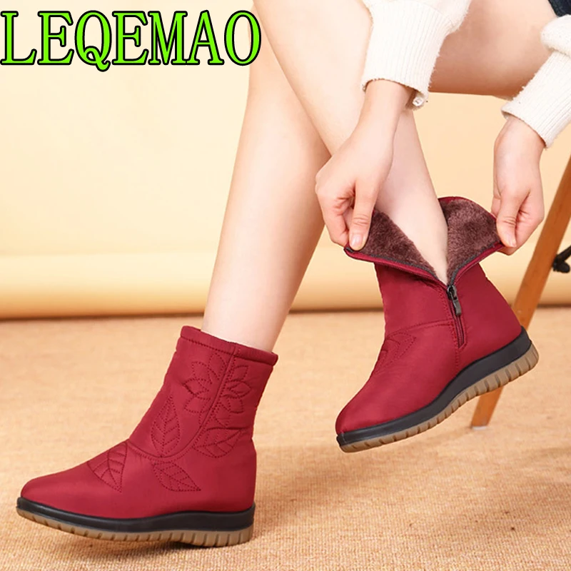 

Women Boots Winter Shoes Women Plus Insole Snow Boots High Quality Fur Ankle Boots for Women Waterproof Winter shoes Embroider