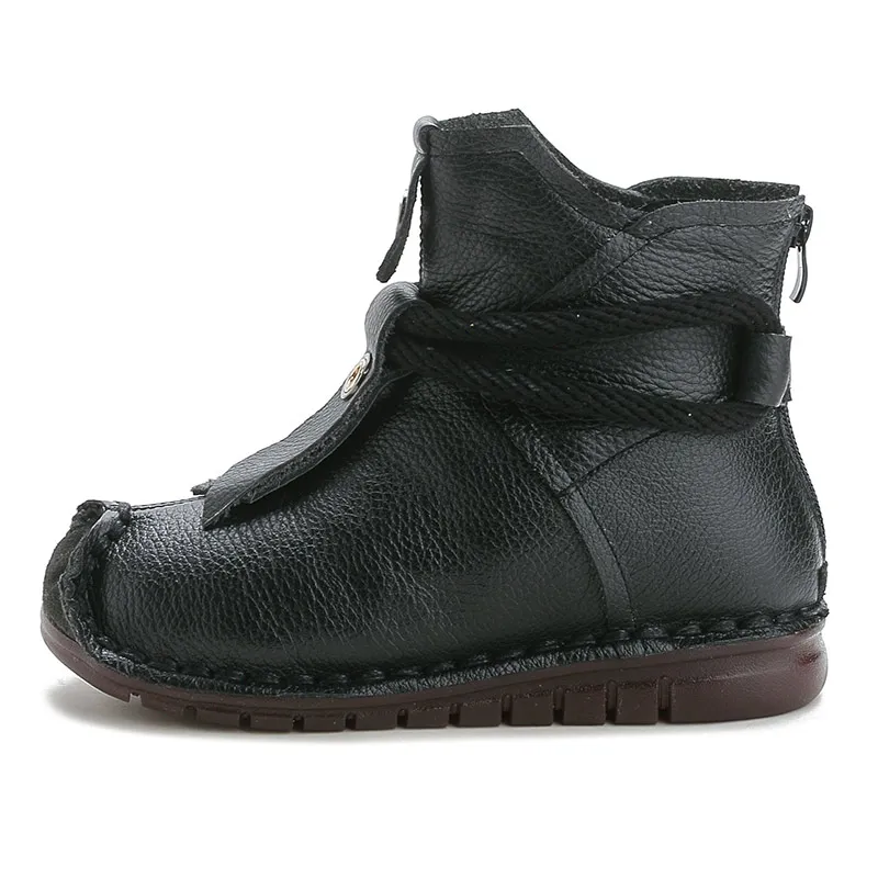 Najtaniej Xiuteng okrągły wierzchołek botki Genuien skórzana platforma zimowa kobieta Vintage śniegowce Retro Handmade LaceWomen ciepłe buty