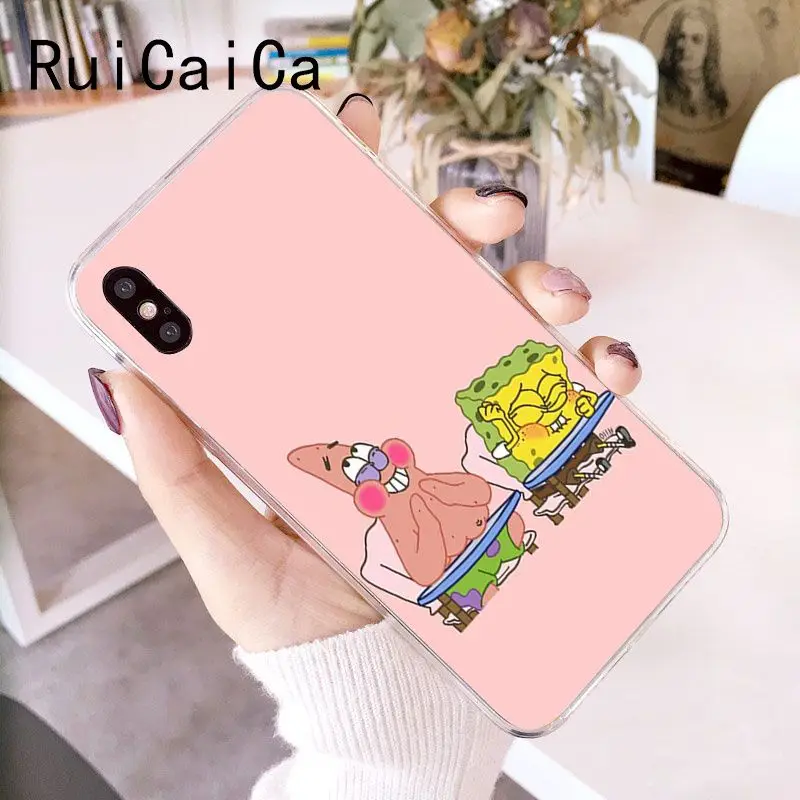 RuiCaiCa Губка Боб Квадратные Штаны крышка мягкий чехол для телефона iPhone X XS MAX 6 6S 7 7plus