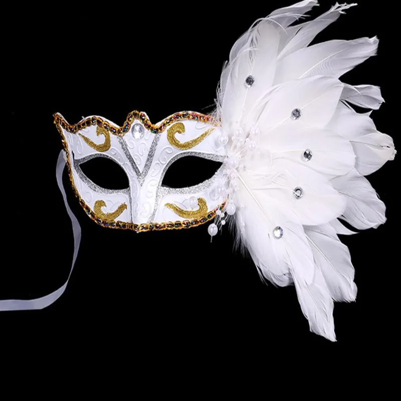 Colorful Painted Feather Mask Masquerade Europe Boutique Half Face