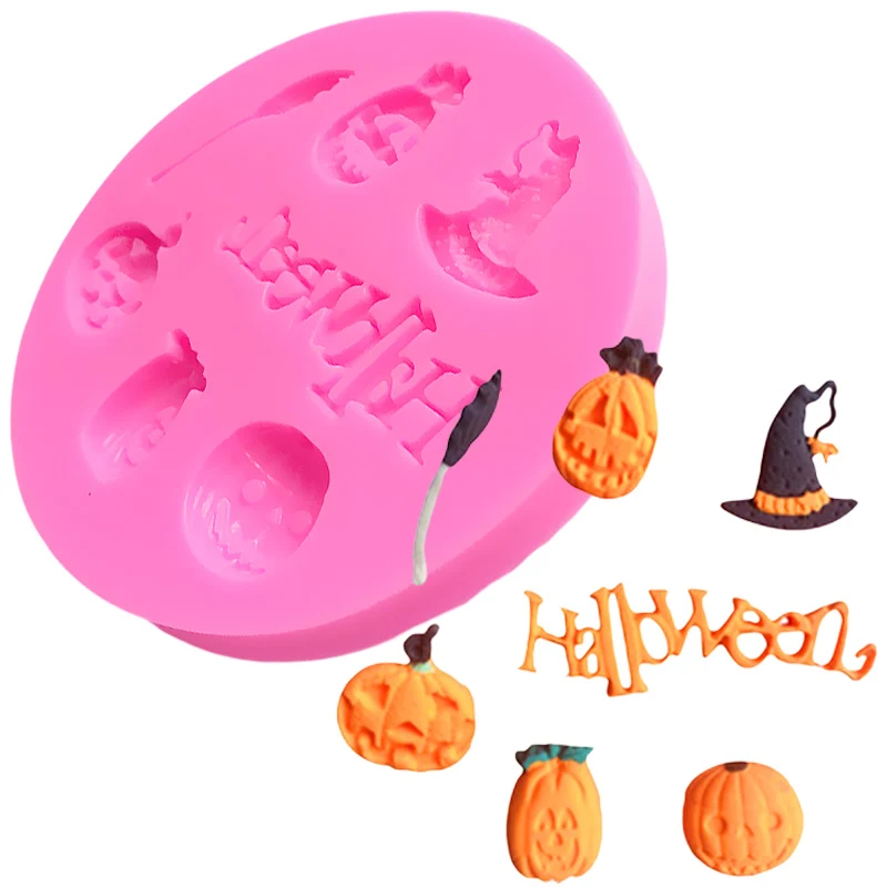 

Halloween Pumpkin Witch Hat Silicone Cupcake Chocolate Mold Silicone Lace Mat Cake Decorating Moulds Silicone Cupcake Mold Candy