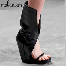 Punk Style Women Gladiator Sandals Black Slip On Summer Boots Platform Pumps Wedge Shoes Woman Wedges Sandalias Mujer