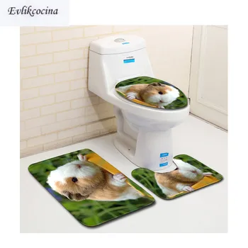 

Free Shipping 3pcs Lovely Small Animals Banyo Bathroom Carpet Toilet Bath Mat Set Non Slip Pad Tapis Salle De Bain Alfombra Bano