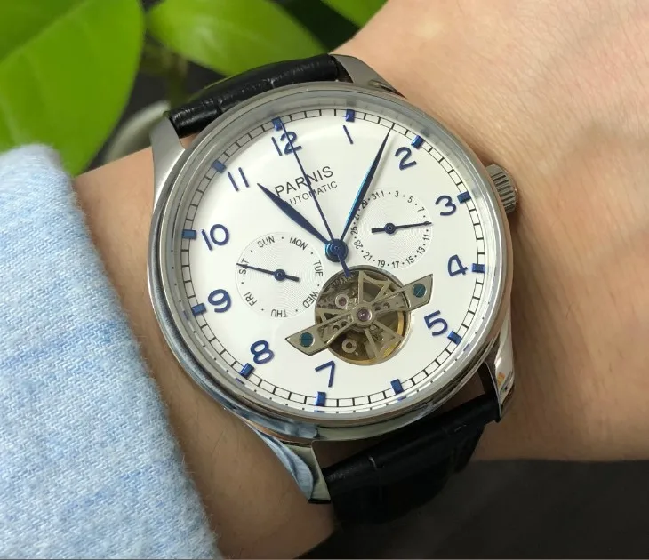 

Sapphire crystal or mineral glass 43mm PARNIS Automatic Self-Wind Mechanical movement men's watch Auto Date and week pa149-p8