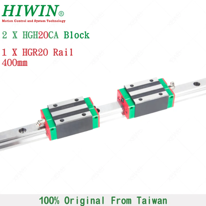 

HIWIN 2 pcs HGH20CA HGH20 Linear Block Carriages with 1pcs 400mm HGR20 Linear Guide Rail for CNC Parts